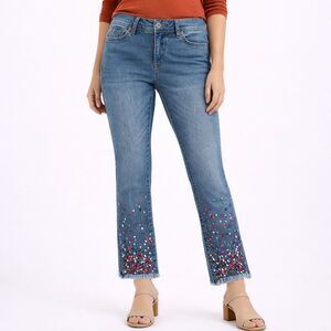 Pilcro and the Letterpress Slim Straight Jeweled Jeans 25